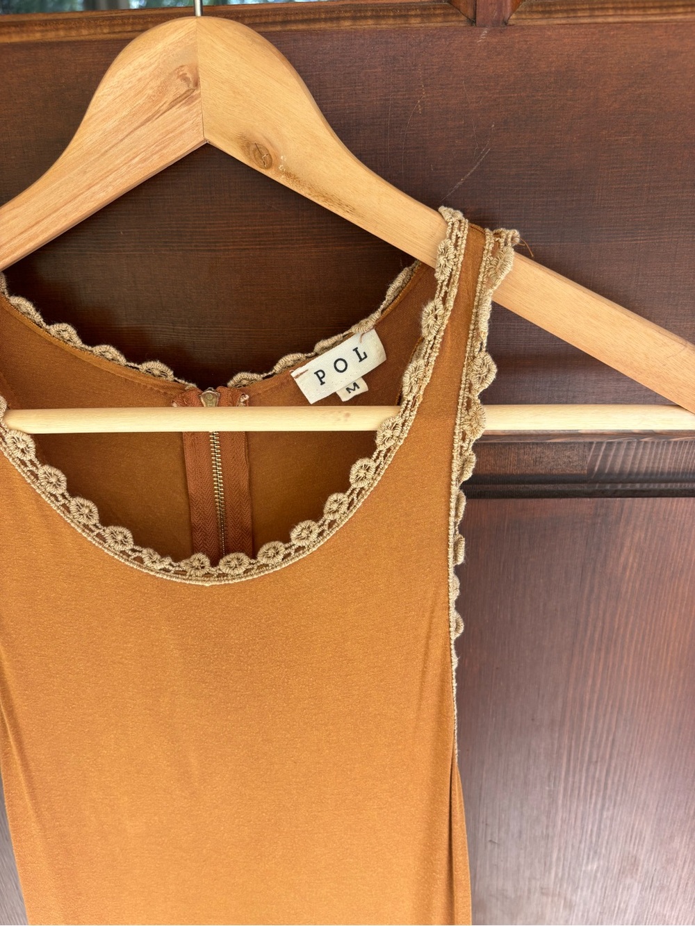 Women’s Maxi Dress in Mustard with Lace Trim - Picture 2 of 8